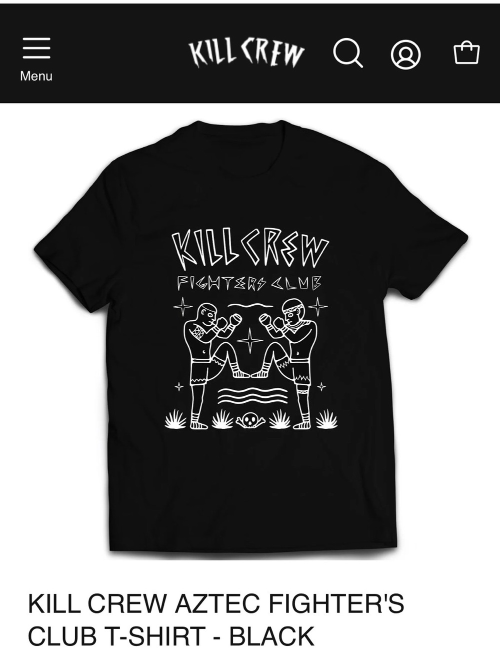 Kill Crew Black Aztec Fighters Graphic Tee, Size S